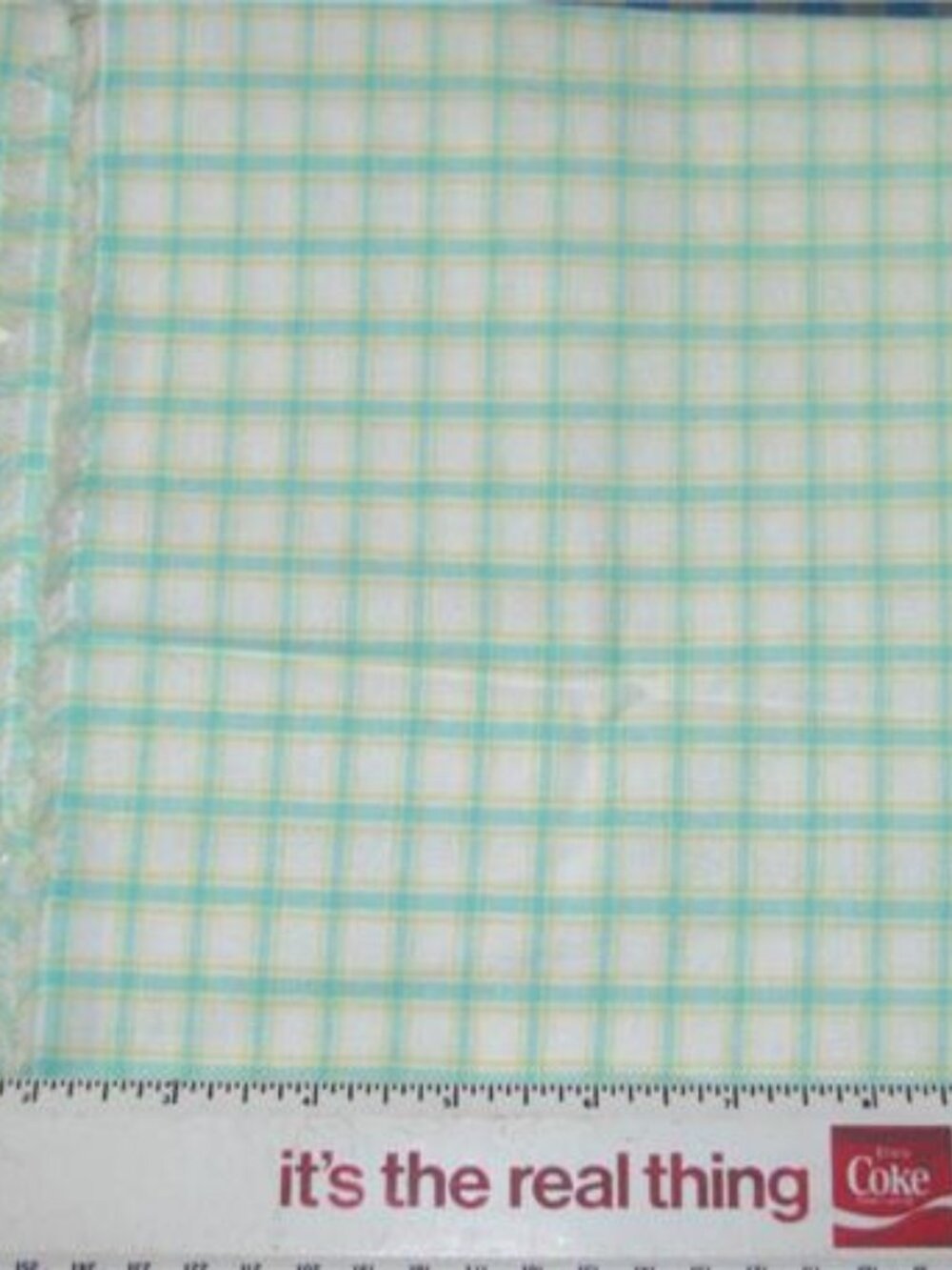 GREEN & YELLOW PLAID on WHITE Cotton Quilting Fabric 59" wide x 39" long